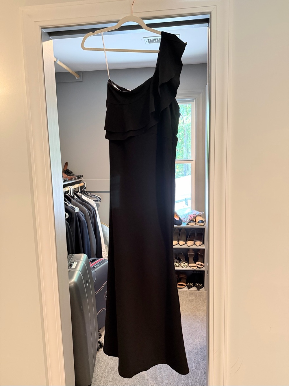 Lulu's One-Shoulder Black Ruffle Gown - Picture 3 of 8